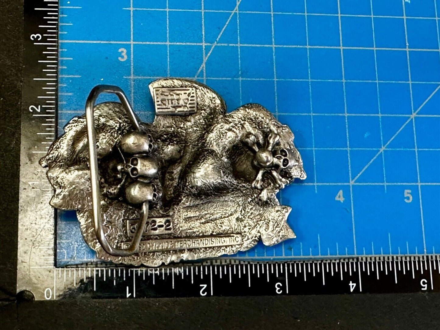 80's Poison Rock Band Skull in Top hat Rose Flesh & Blood Album 1992 Belt Buckle