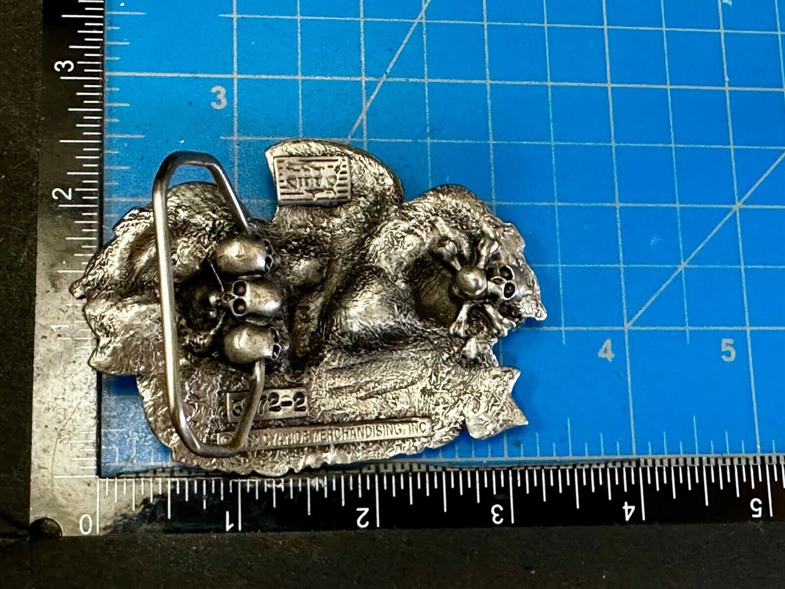 80's Poison Rock Band Skull in Top hat Rose Flesh & Blood Album 1992 Belt Buckle