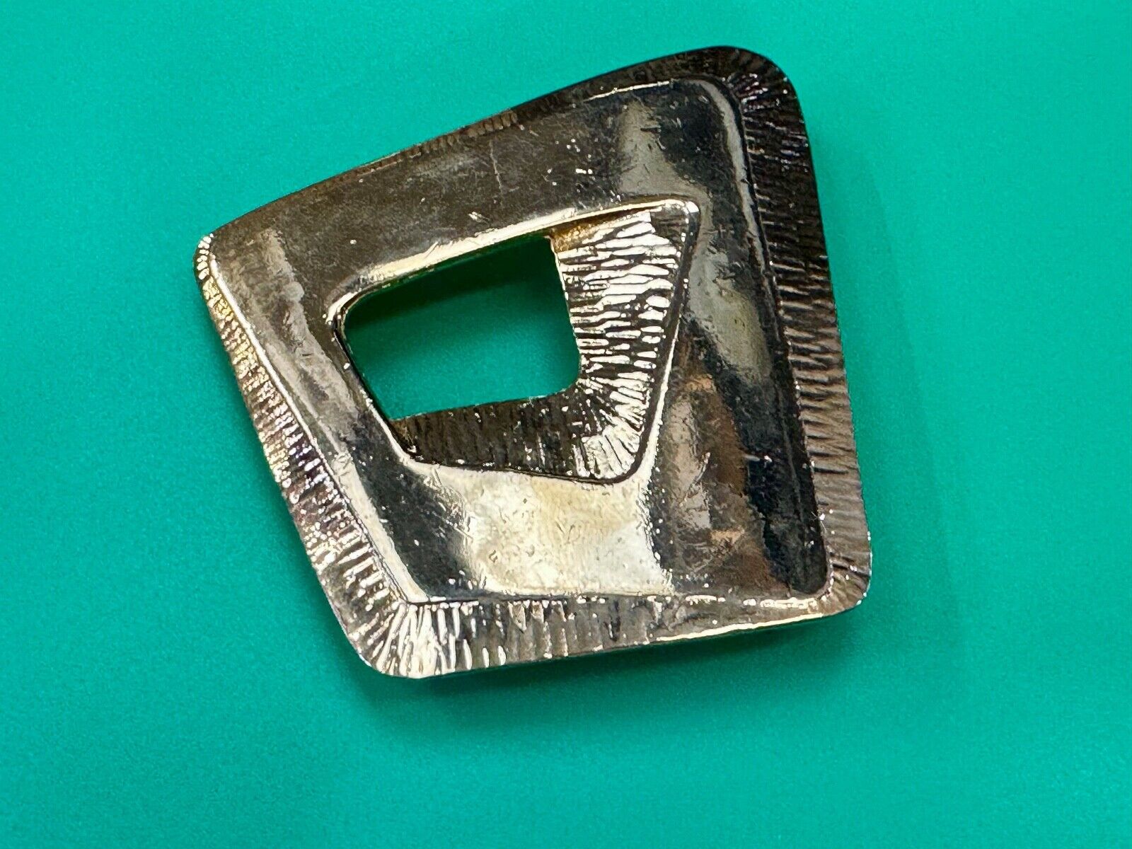 Abstract Open Work Cut Out  Brass Tone Hippy Boho Belt Buckle
