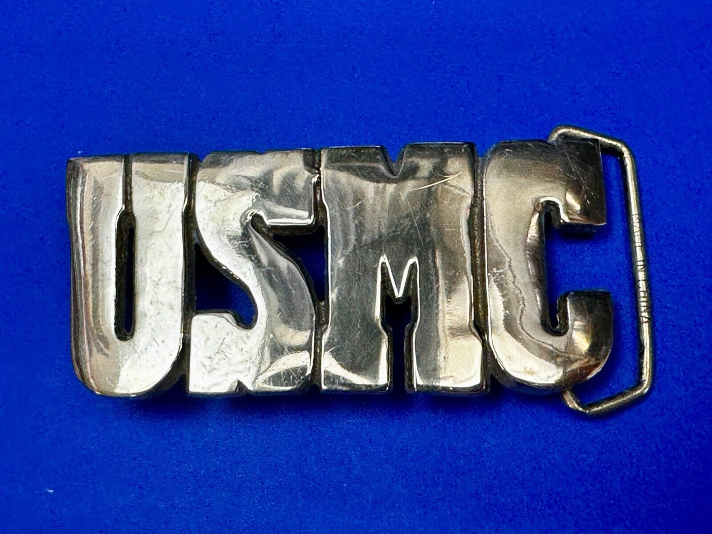 USMC United States Marines Patriotic Block Letter Baron Brass Belt Buckle