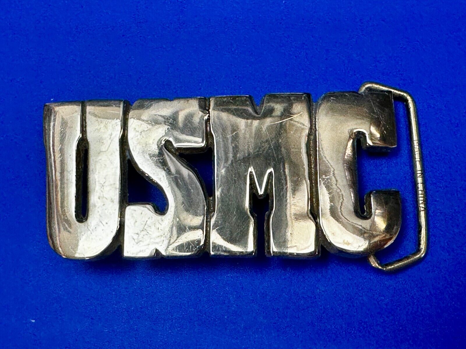USMC United States Marines Patriotic Block Letter Baron Brass Belt Buckle