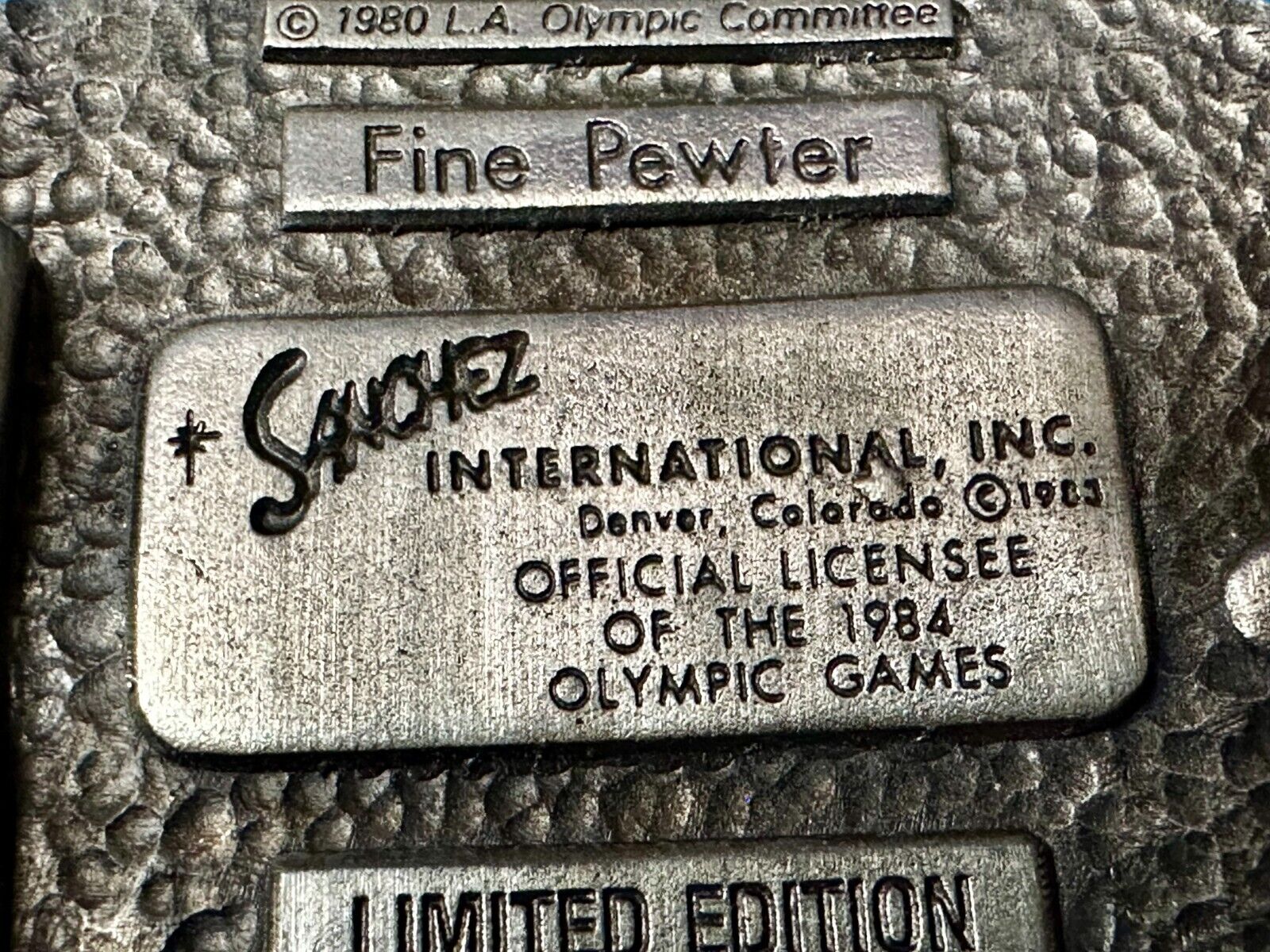 Baseball - 1984 Los Angeles Olympics Commemorative Pewter Sanchez Belt Buckle