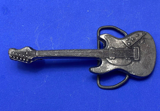 Vintage Electric Guitar - 6 String Rock Band Music Belt Buckle by Baron