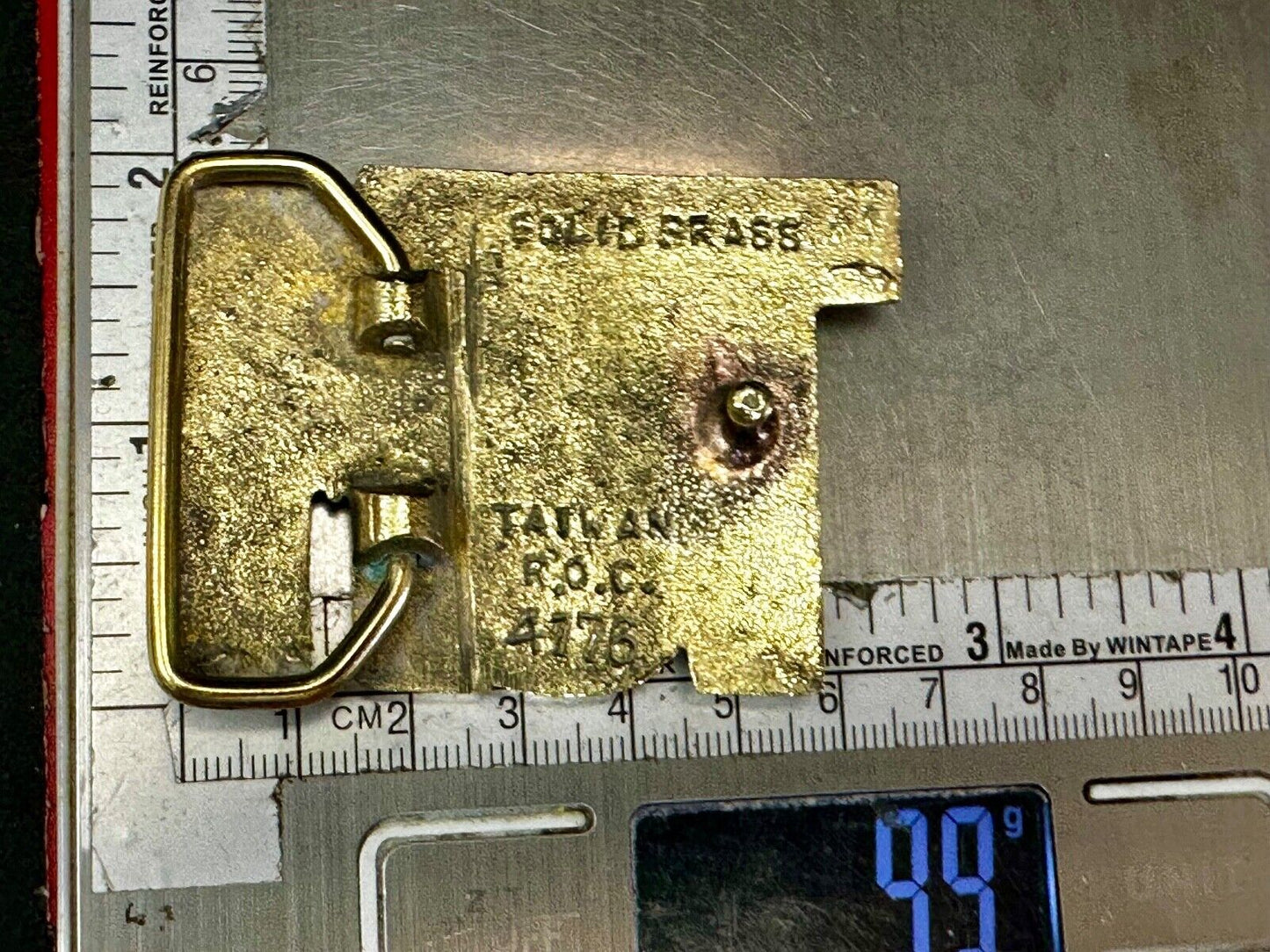 TOM - Custom Name cutout block letters Vintage Solid Brass Belt Buckle