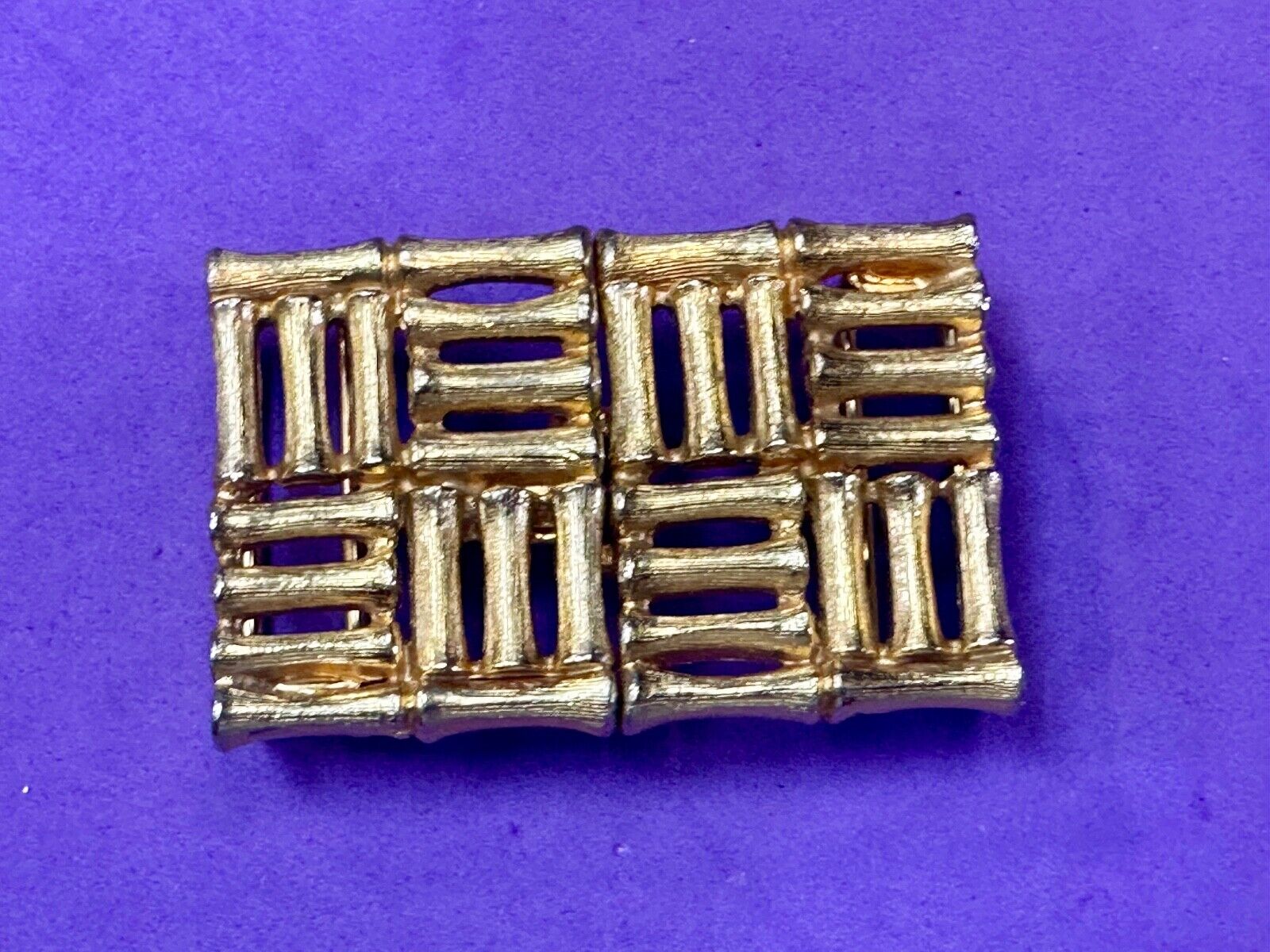 Bamboo Squares Two piece interconnecting vintage belt buckle by Mimi Di N