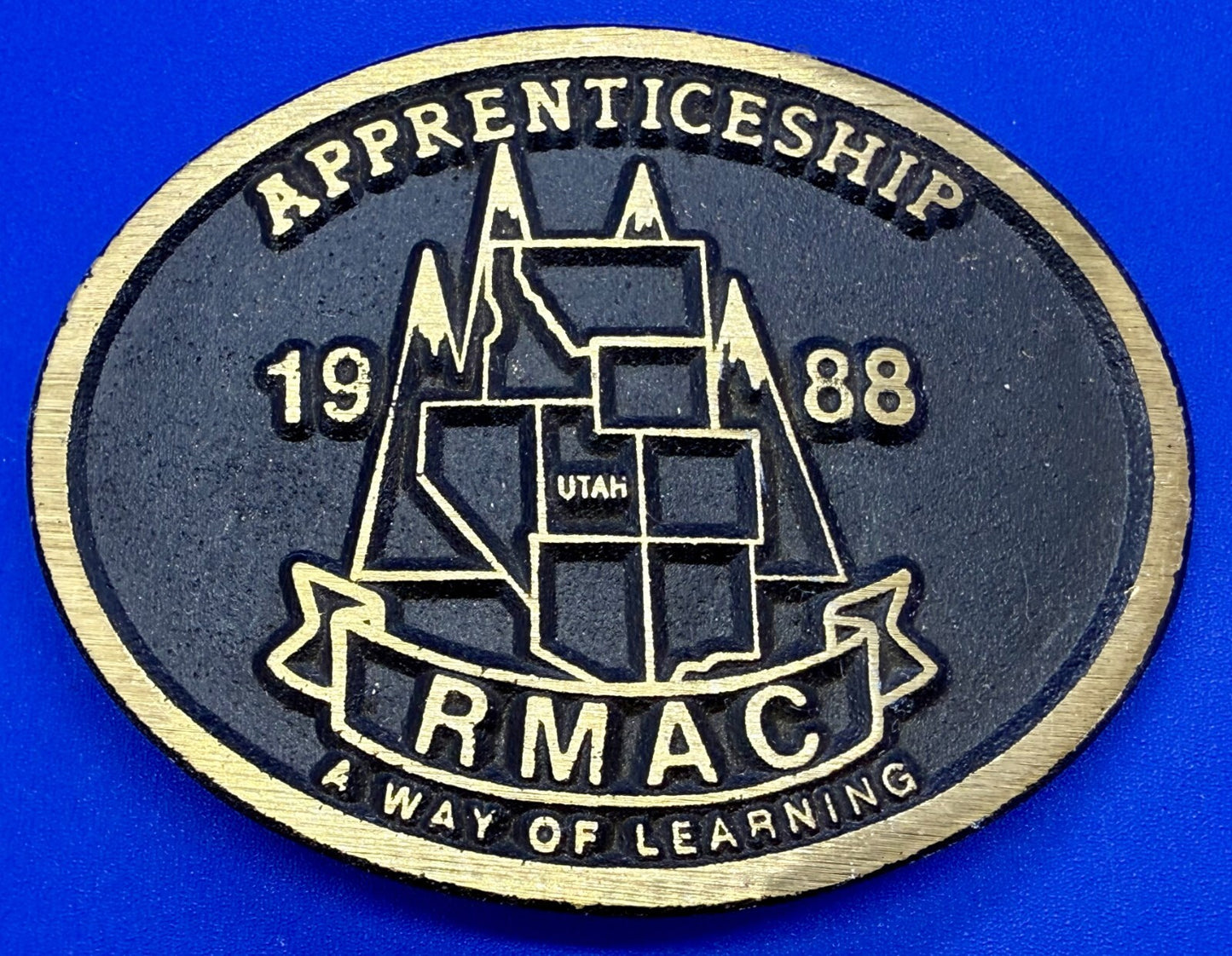 APPRENTICESHIP RMAC A WAY OF LEARNING UTAH Vintage 1988 Belt Buckle