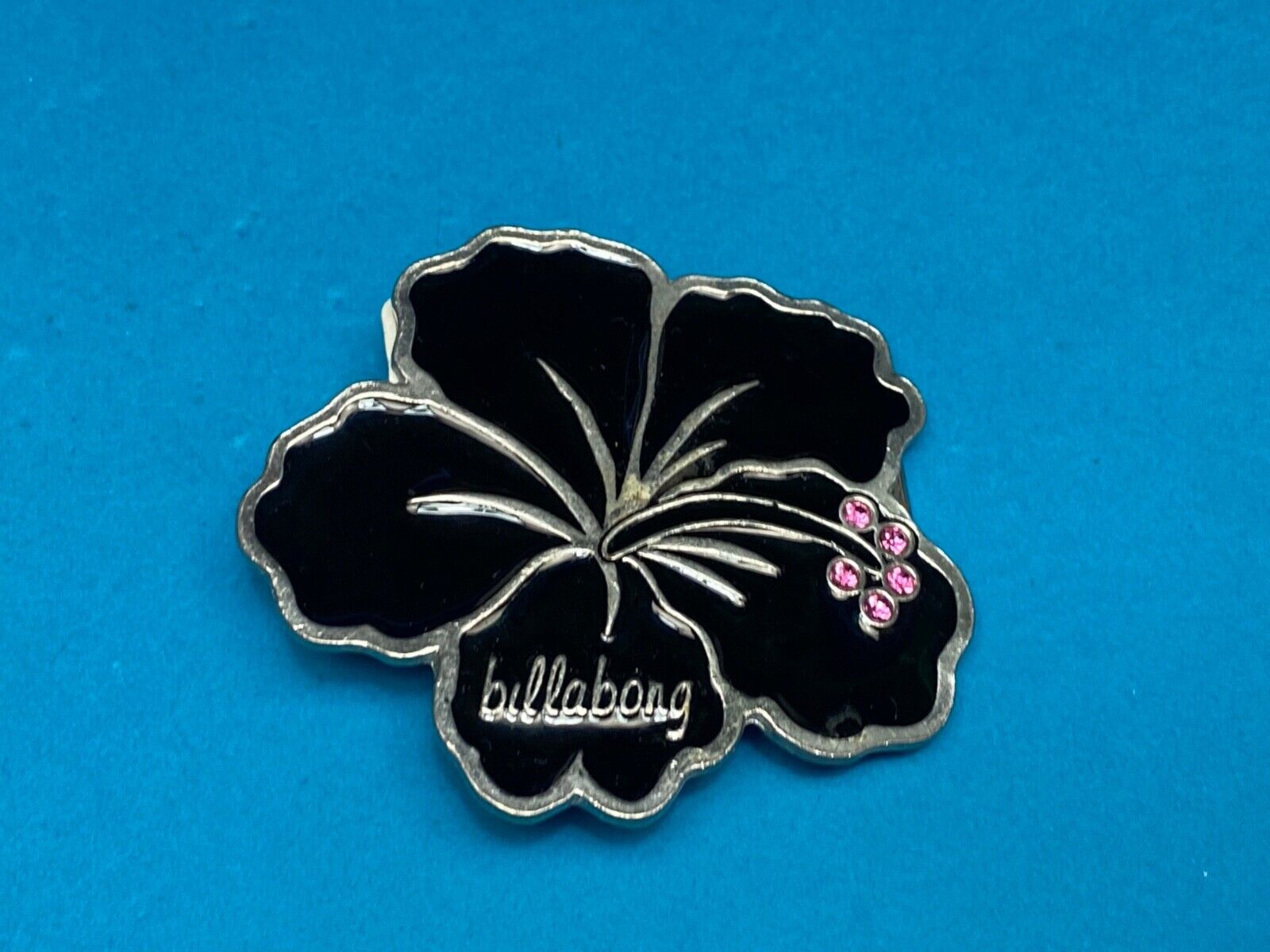 Billabong Belt Buckle Black & Silver Jeweled Flower - Australian Surf Company