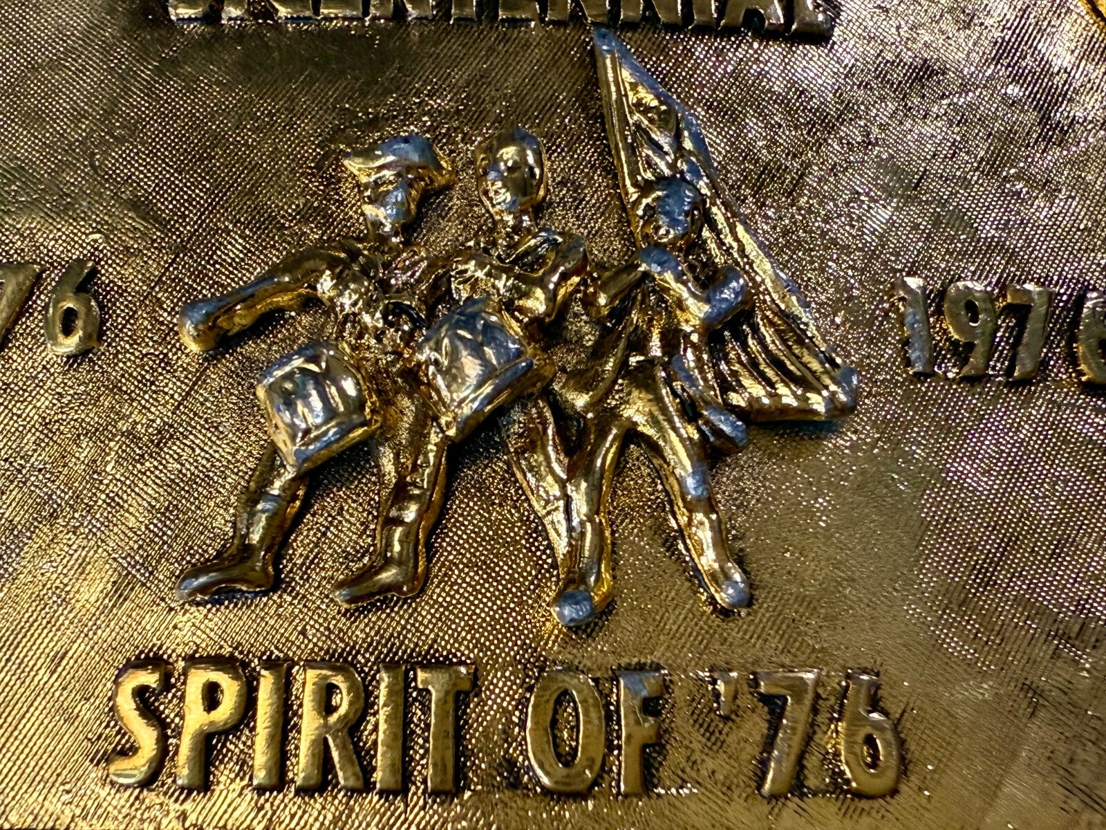 Bicentennial Spirit of America 1776-1976  Gold Color Commemorative Belt Buckle