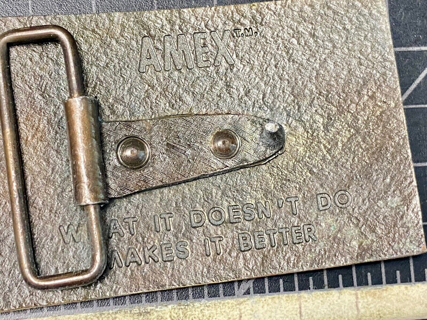 VINTAGE 1970s **SOYBEANS AMEX AMCHEM** AGRICULTURE FARMING BELT BUCKLE
