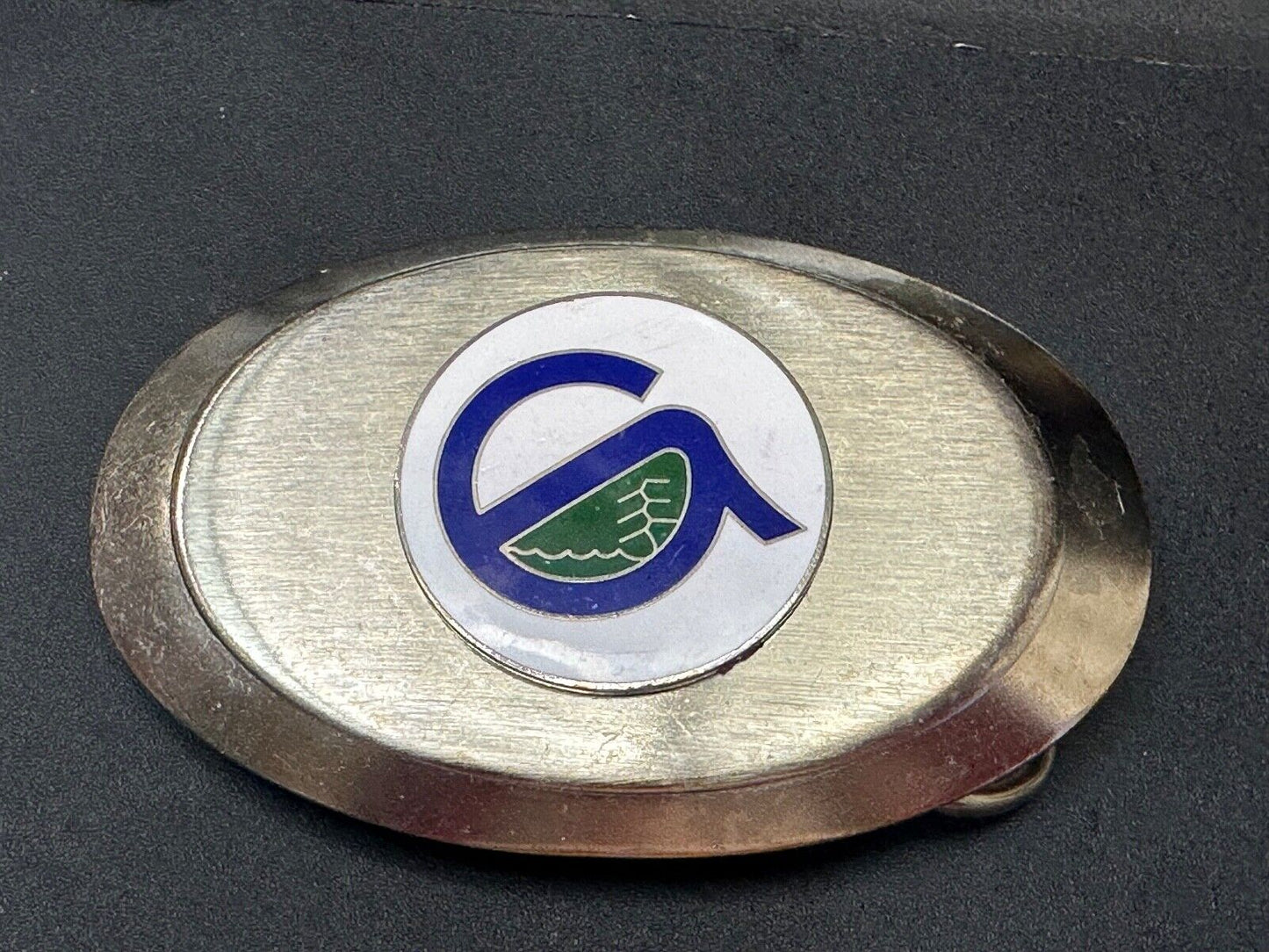 Unknown to me!  Company Sign Logo Vintage Oval Silver Tone Belt Buckle