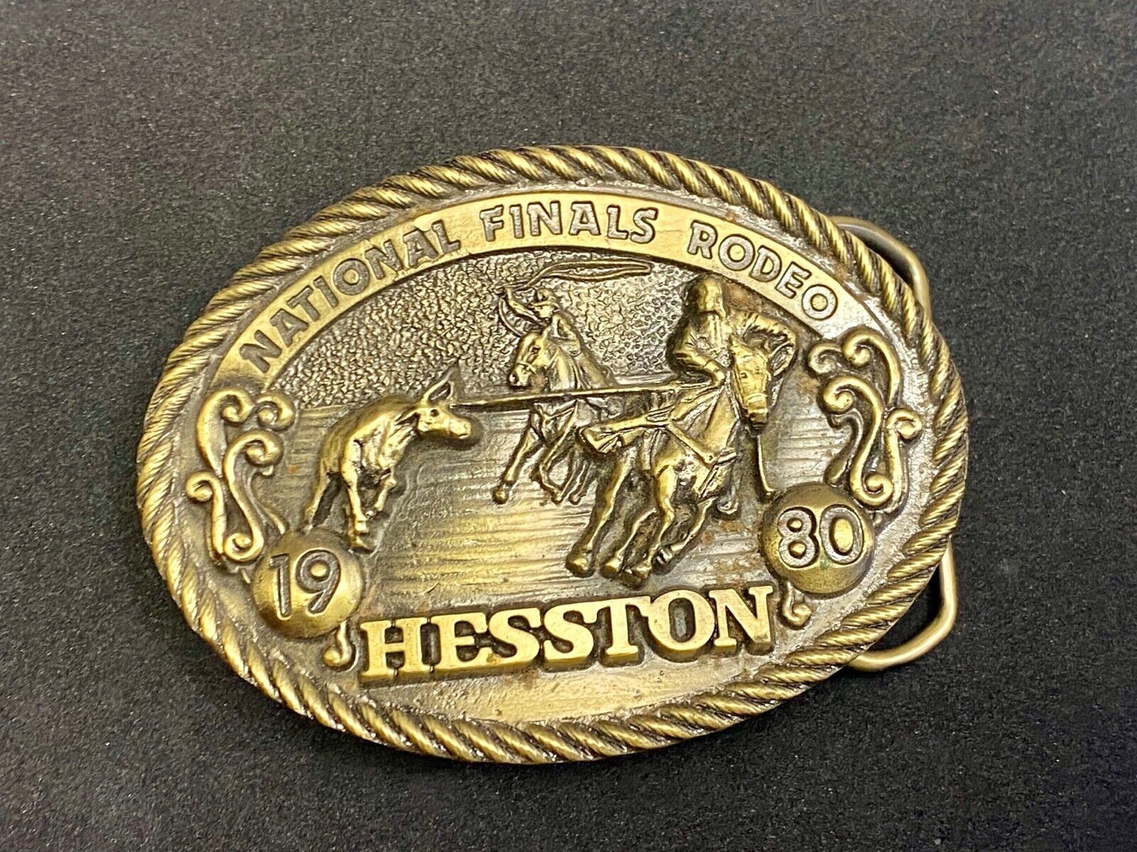 1980 Collectors Nfr National Finals Rodeo Hesston Belt Buckle 