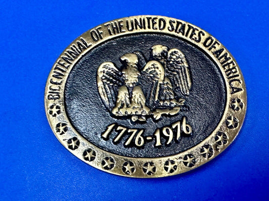 United States of American bicentennial Patriotic Eagle solid brass belt buckle
