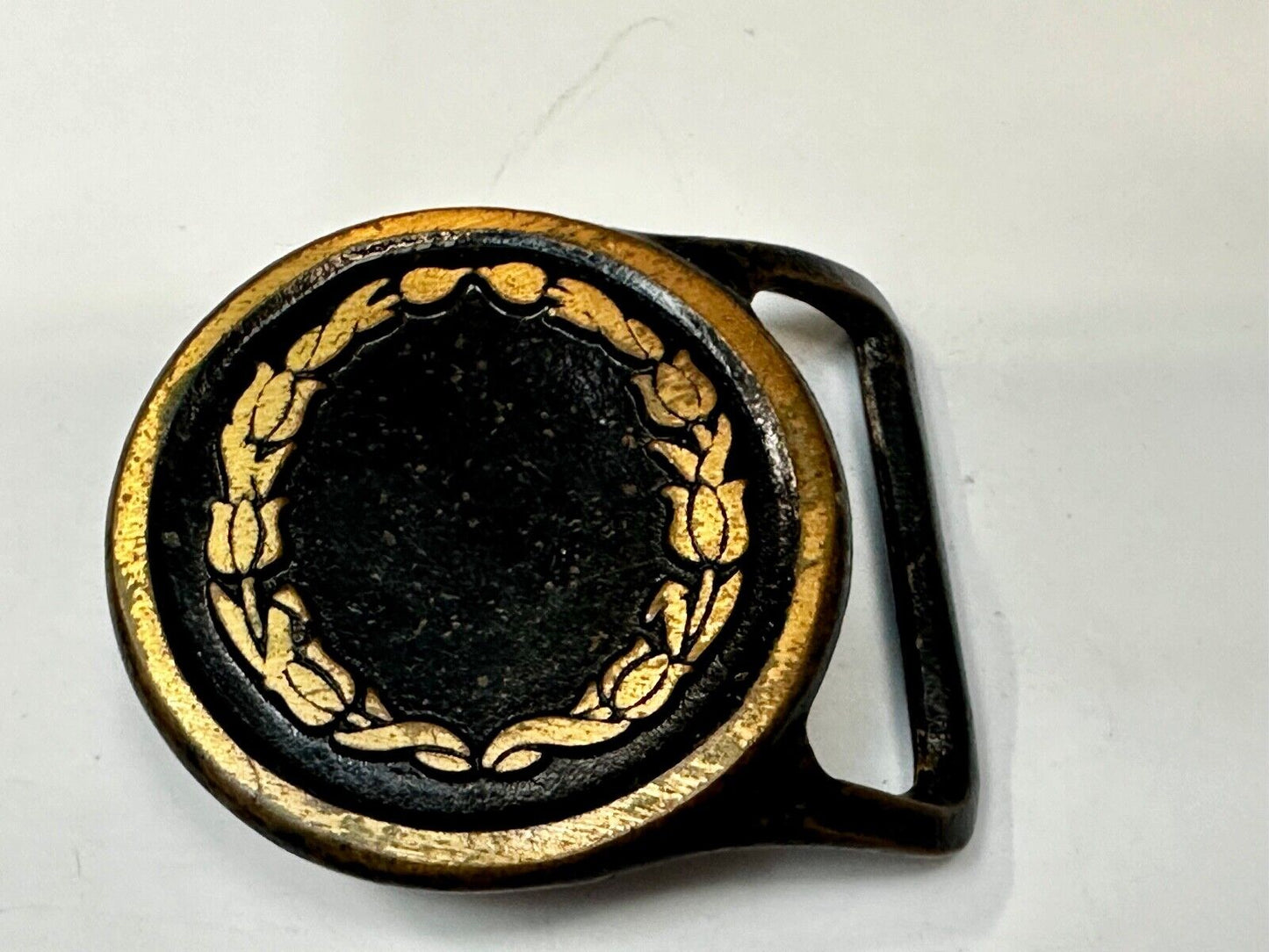 Valleau Studio Olive Branch Floral Theme  Saugatuck Michigan brass belt buckle