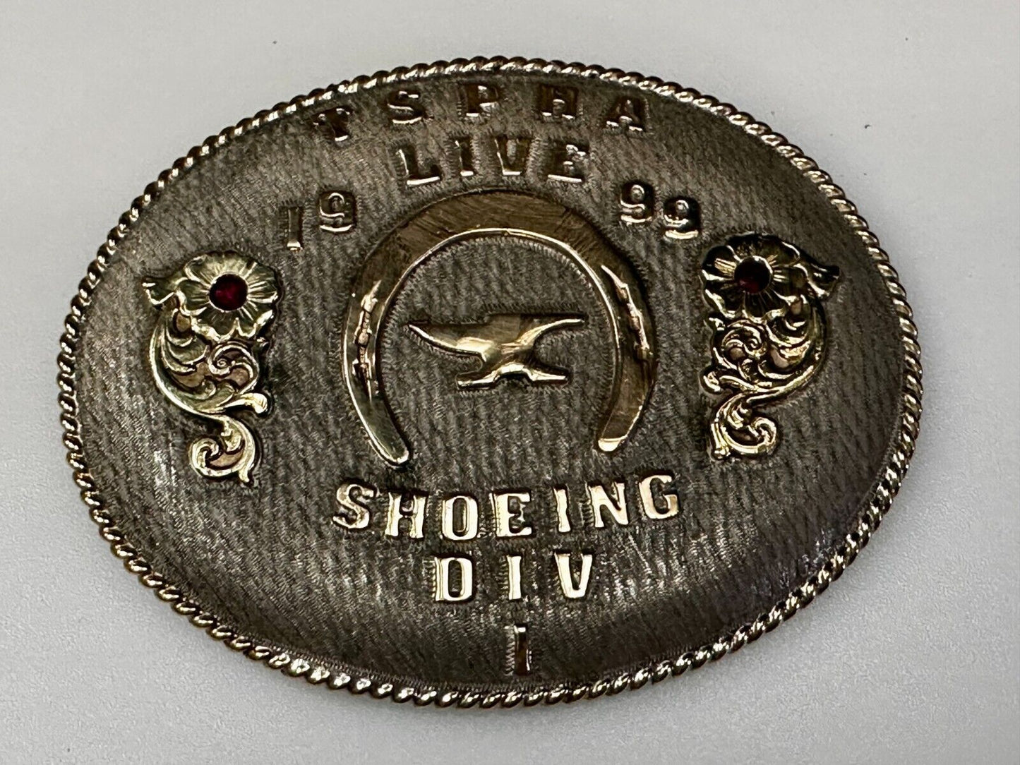 TSPHA Horse Texas Saddlebreds Shoeing 1999 Live Trophy RARE!  A E Belt Buckle