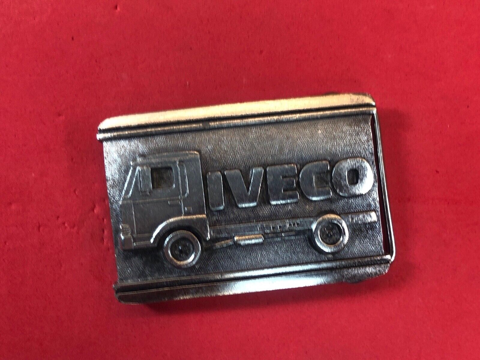 Vintage 1984 Limited Edition IVECO Flat bed trucking roll container belt buckle 