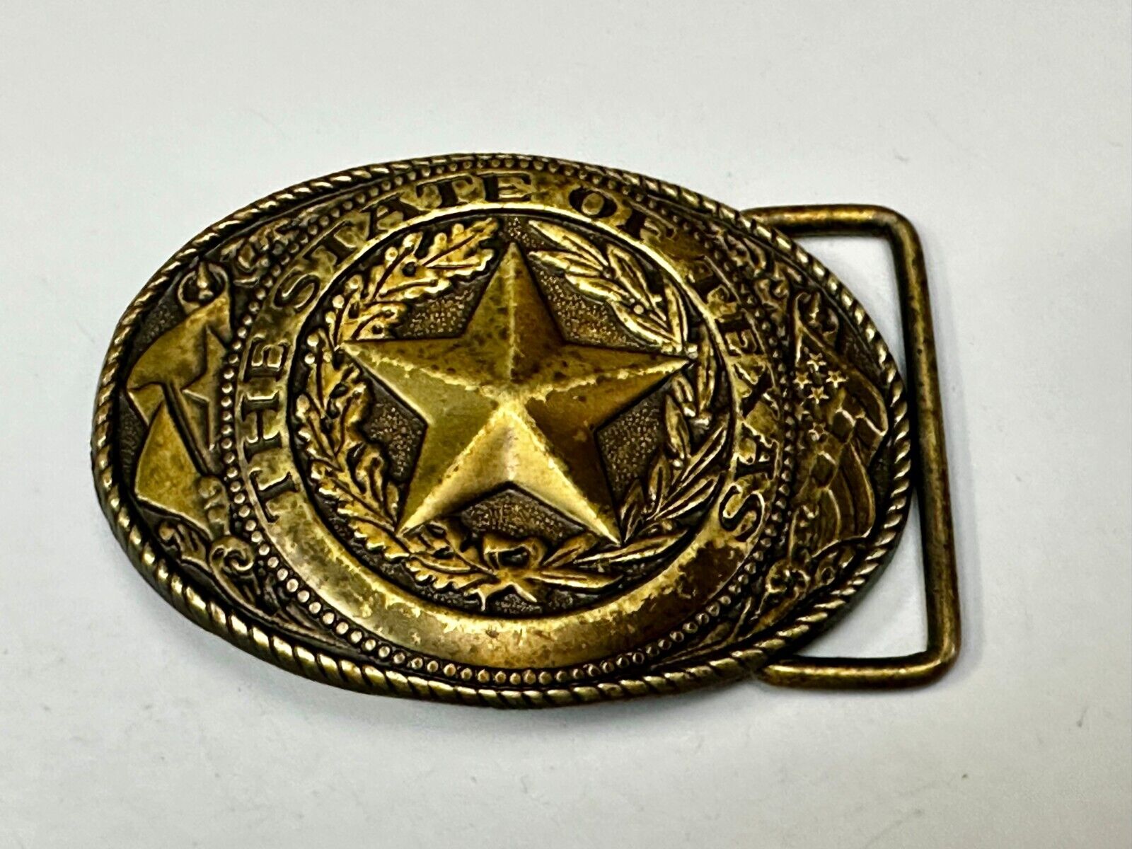 The Great State of Texas - Flag & Star Vintage SMALL  USA made Belt Buckle