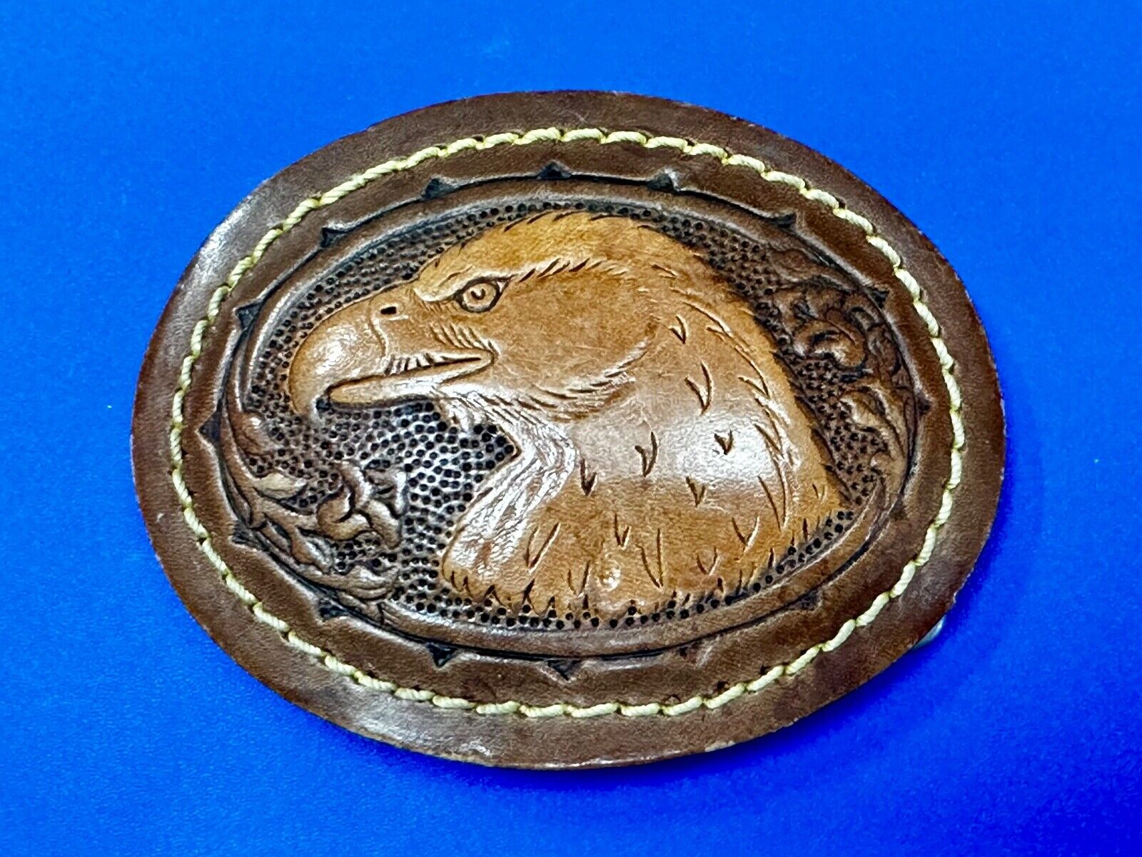 Artisan American Bald Eagle Vintage Mixed Leather Belt Buckle