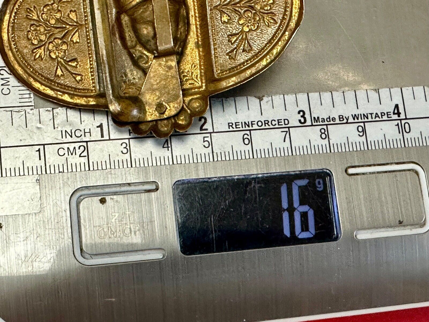 Antique Head Bust Belt Ornament - buckle slide clip - unknown to me! Victorian?