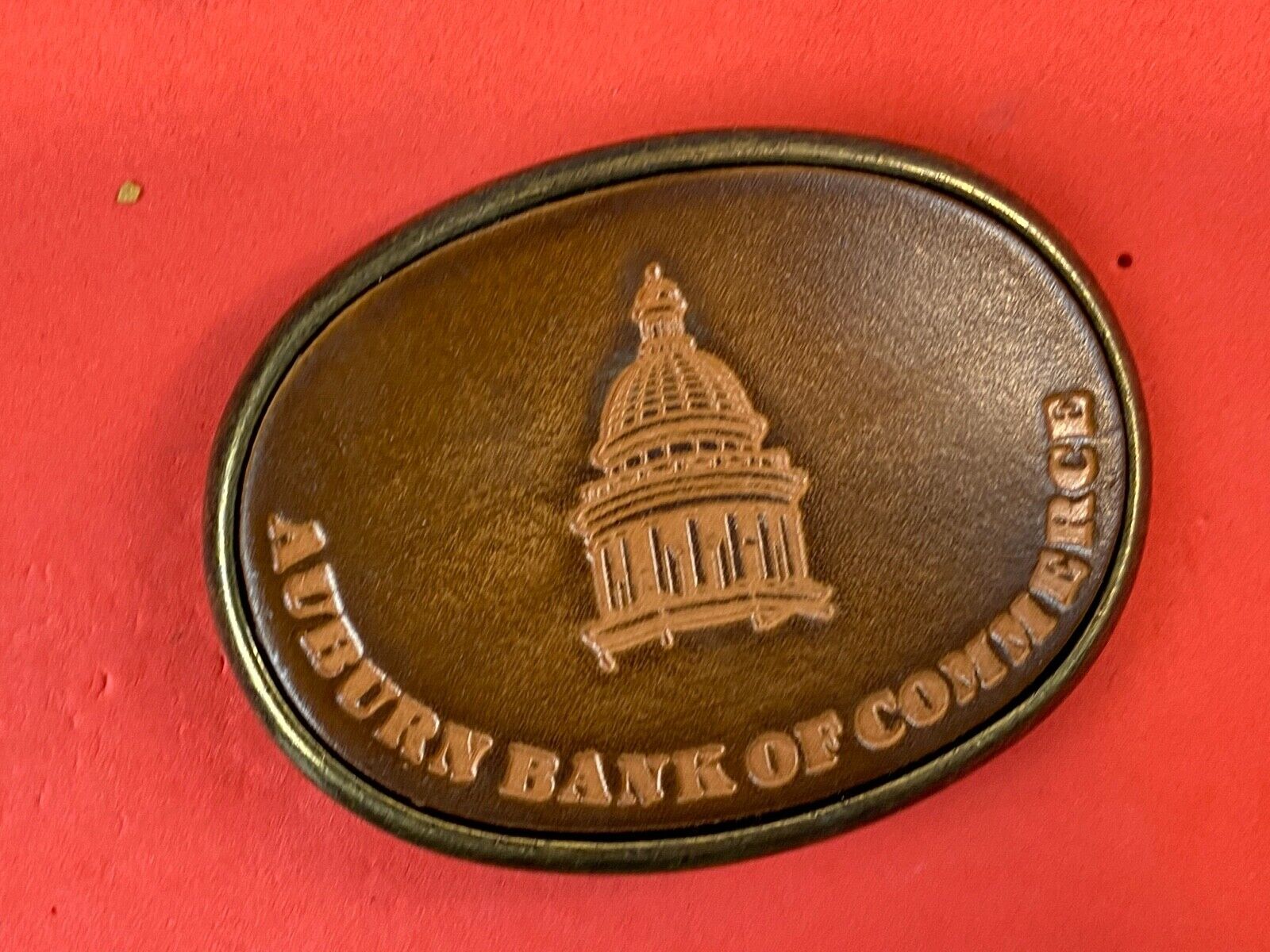Auburn bank of commerce vintage Leather belt buckle by elcid