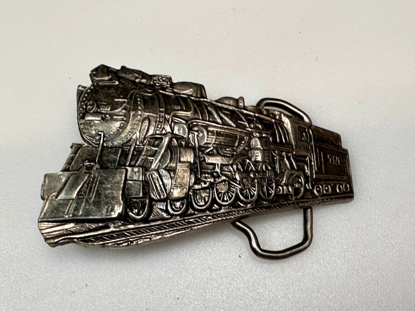 Train Locomotive Steam Engine RR RailRoad Vintage Figural Belt Buckle No. 2055