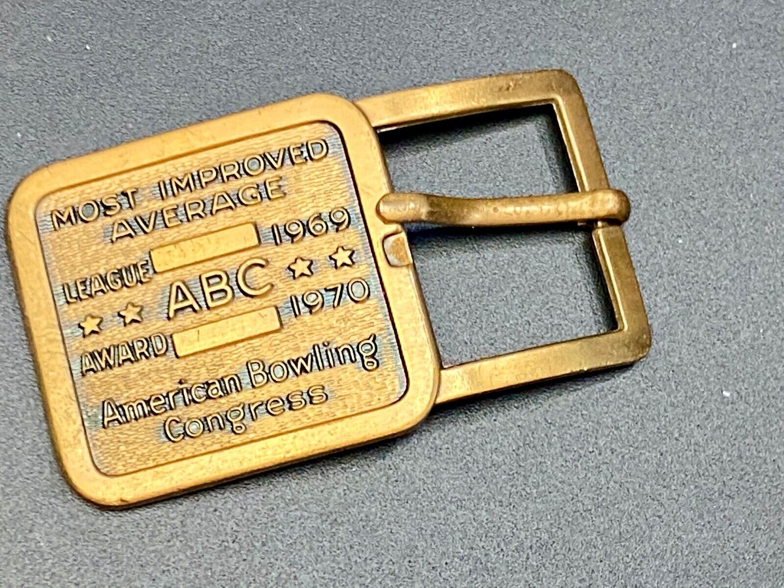 1970 ABC American Bowling Congress Belt Buckle Most Improved Avg, League Award