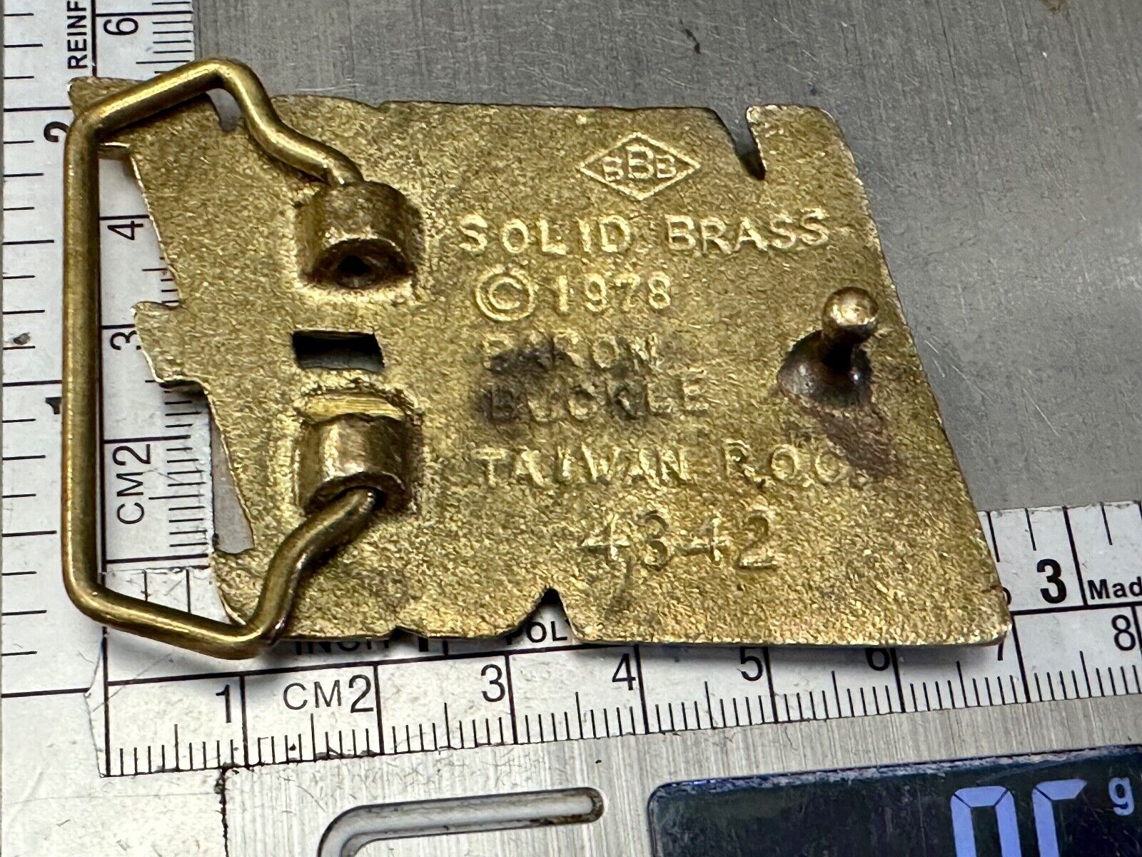 VINCE  custom name cutout block letter solid brass belt buckle by Baron Buckles