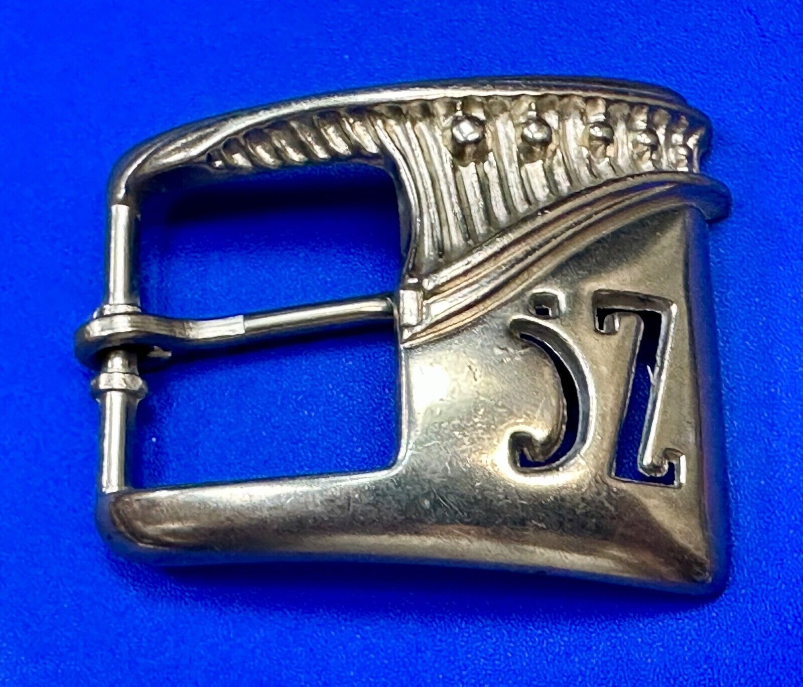 Vintage Letters Initials SZ silver tone cutout belt buckle