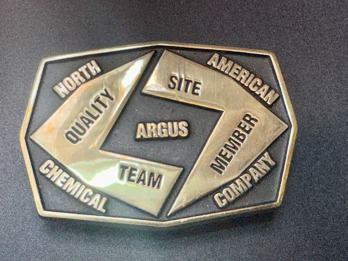 Aegius North American Chemical Company team member brass Anacortes belt buckle