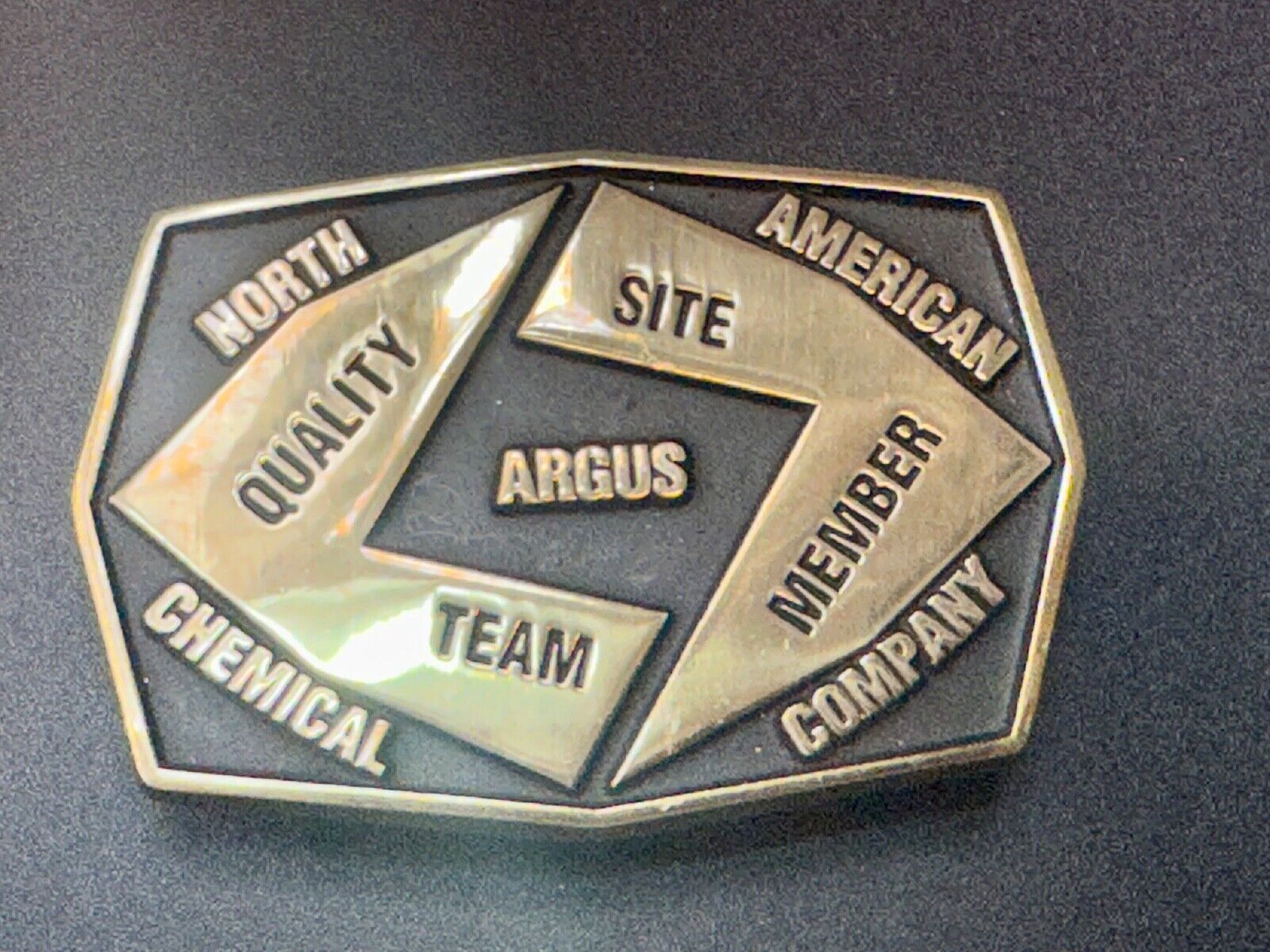 Aegius North American Chemical Company team member brass Anacortes belt buckle