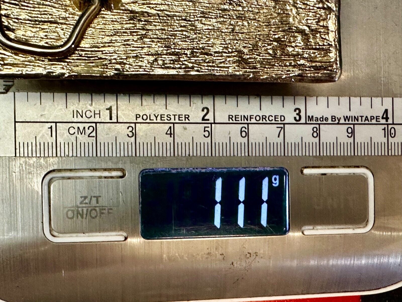 White Fiddler Crab Encased in Clear Enamel Vintage Gold tone Belt Buckle