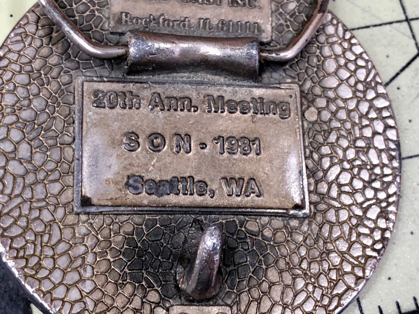 very rare 1981       Society of Hematologists     belt buckle by Spec Cast INC 