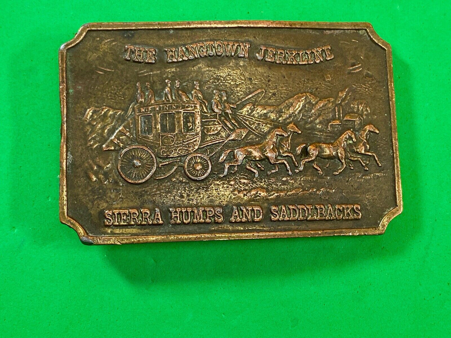 vintage Hangtown Jerkline Sierra Humps & Saddlbacks Brass Belt Buckle Ultra Rare