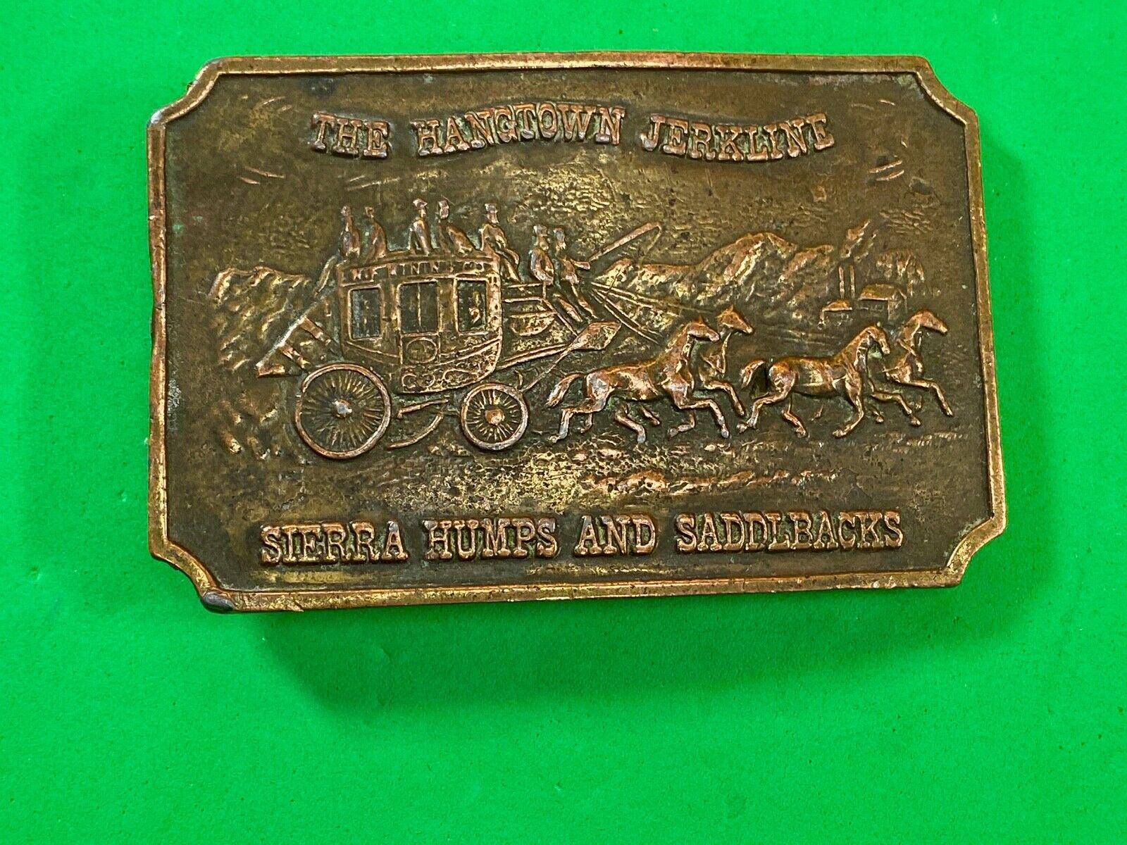 vintage Hangtown Jerkline Sierra Humps & Saddlbacks Brass Belt Buckle Ultra Rare