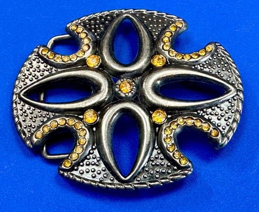 unique see through iron cross with golden brown rhinestone accents