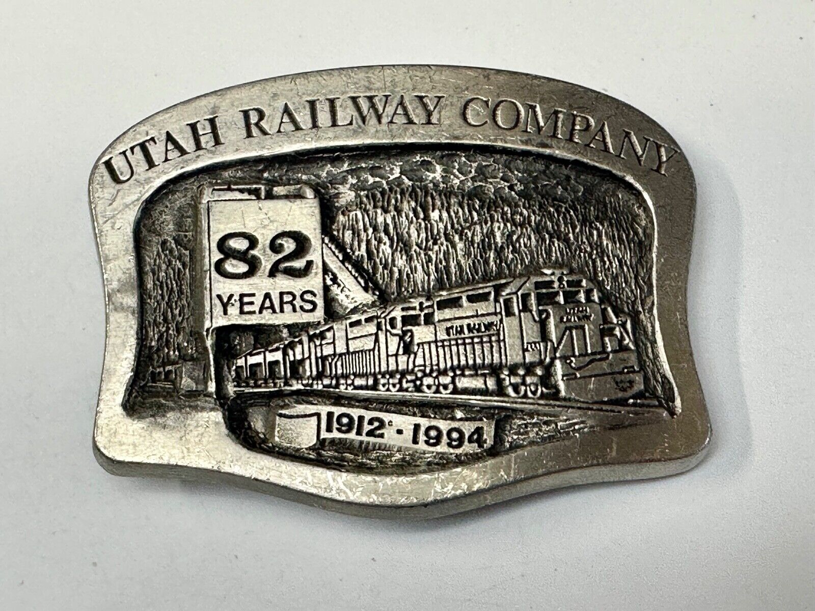 Utah Railway Co Vtg Train Railroad 82 Years - Gary Prazen Sculpture Belt Buckle