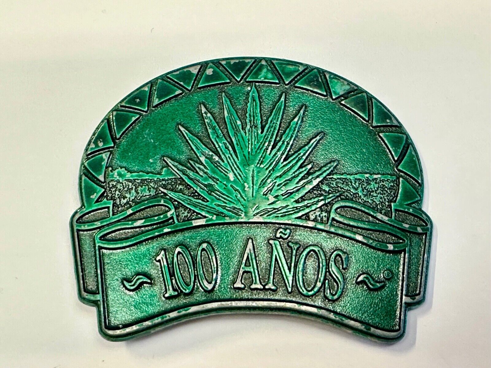 100 Anos Tequila brand Advertising Promo Belt Buckle with Agave Plant Design