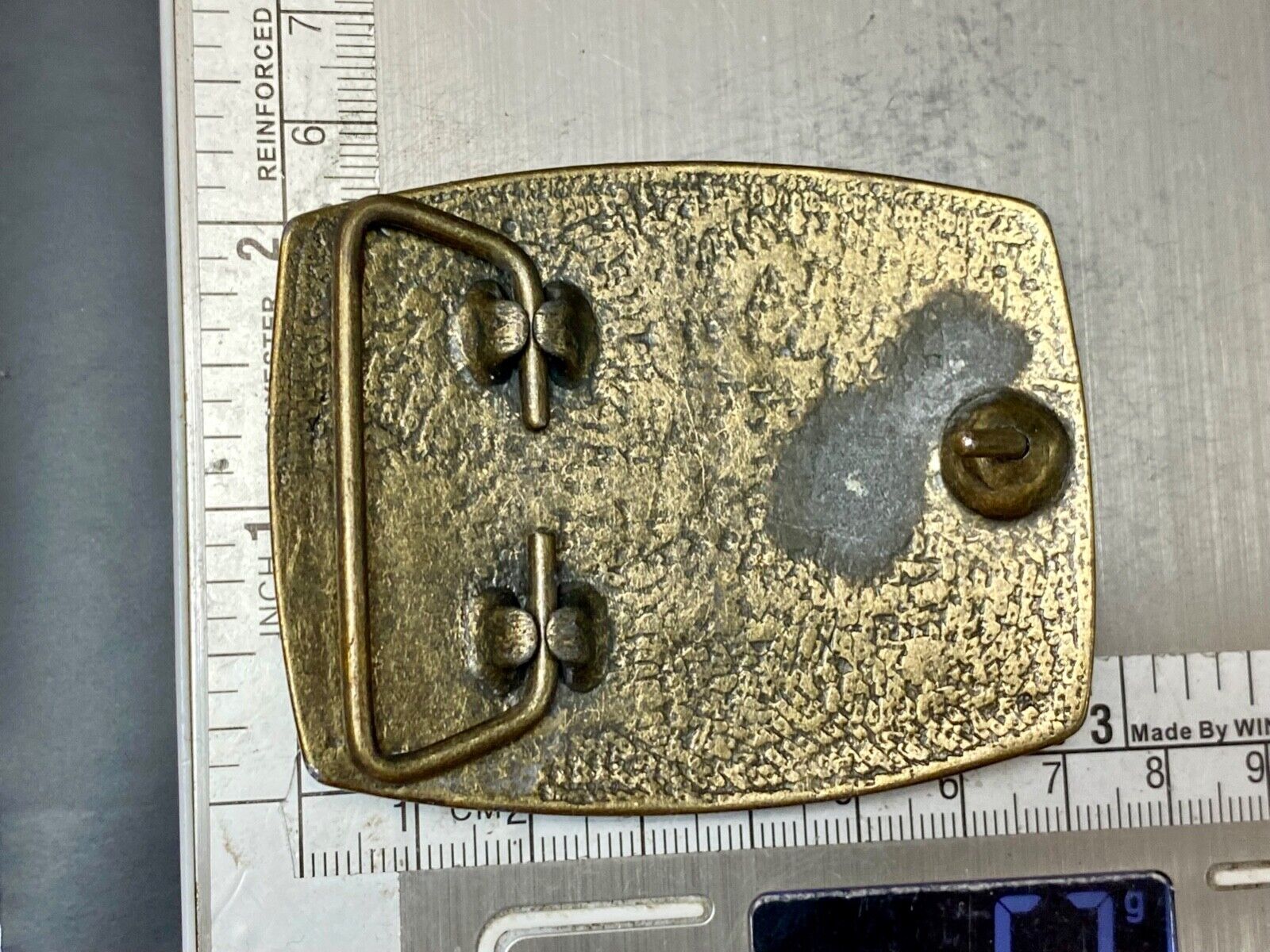 Vintage Initials Letters F. L. T.  leather and brass tone western belt buckle