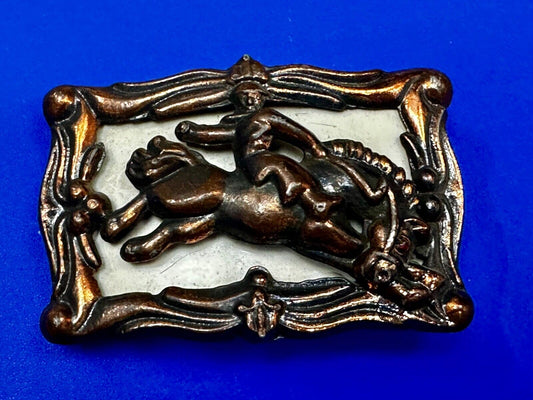 Antique Saddle Bronc Western Rodeo  Cowboy Backwards on Horse belt buckle