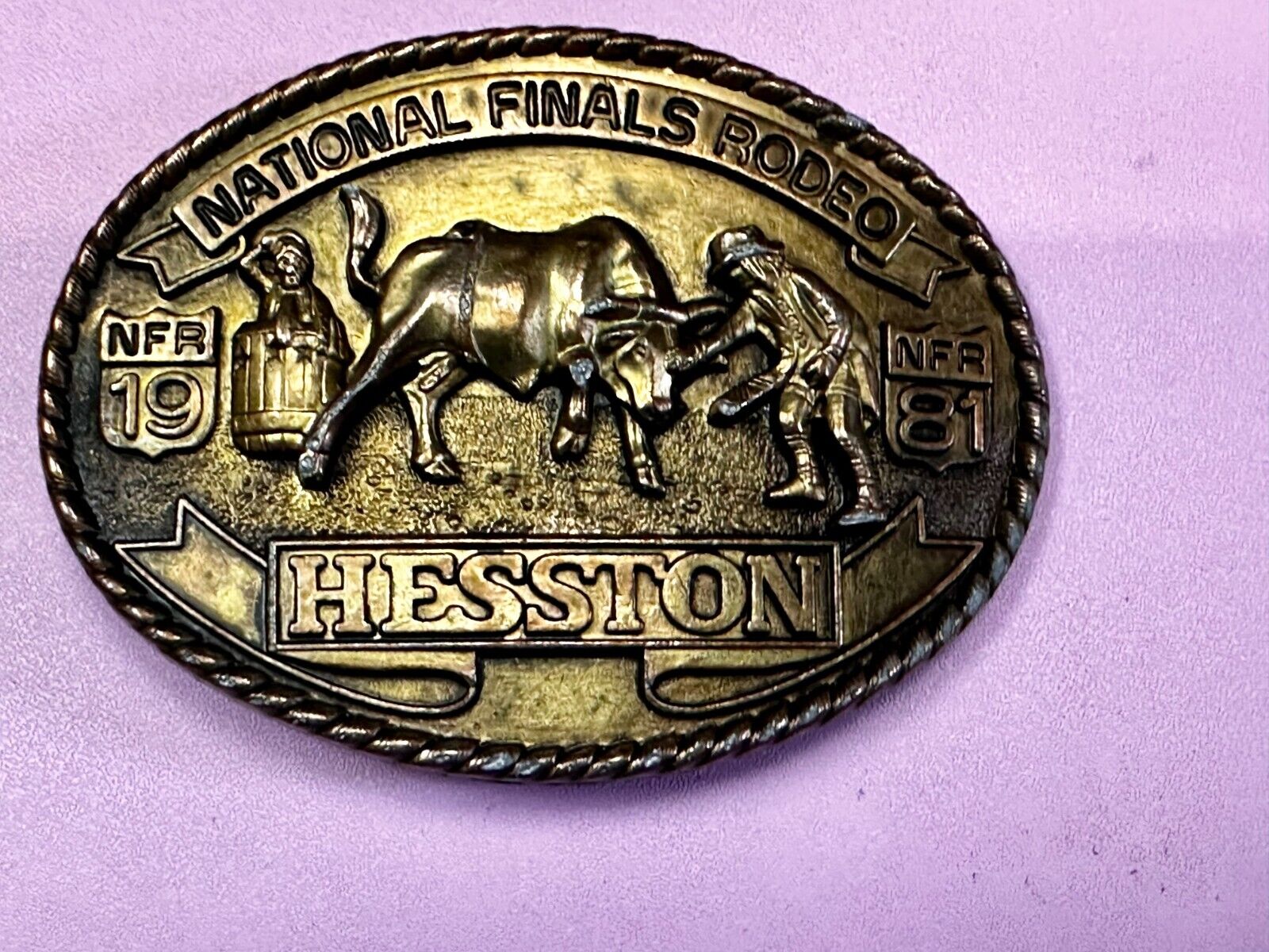 1981 Hesston NFR National Finals Rodeo Cowboys Western Belt Buckle