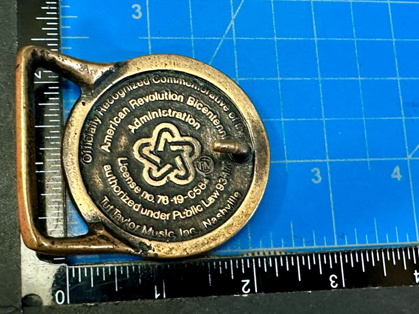 American Bicentennial Revolution Tough Taylor Music Solid Brass Belt Buckle