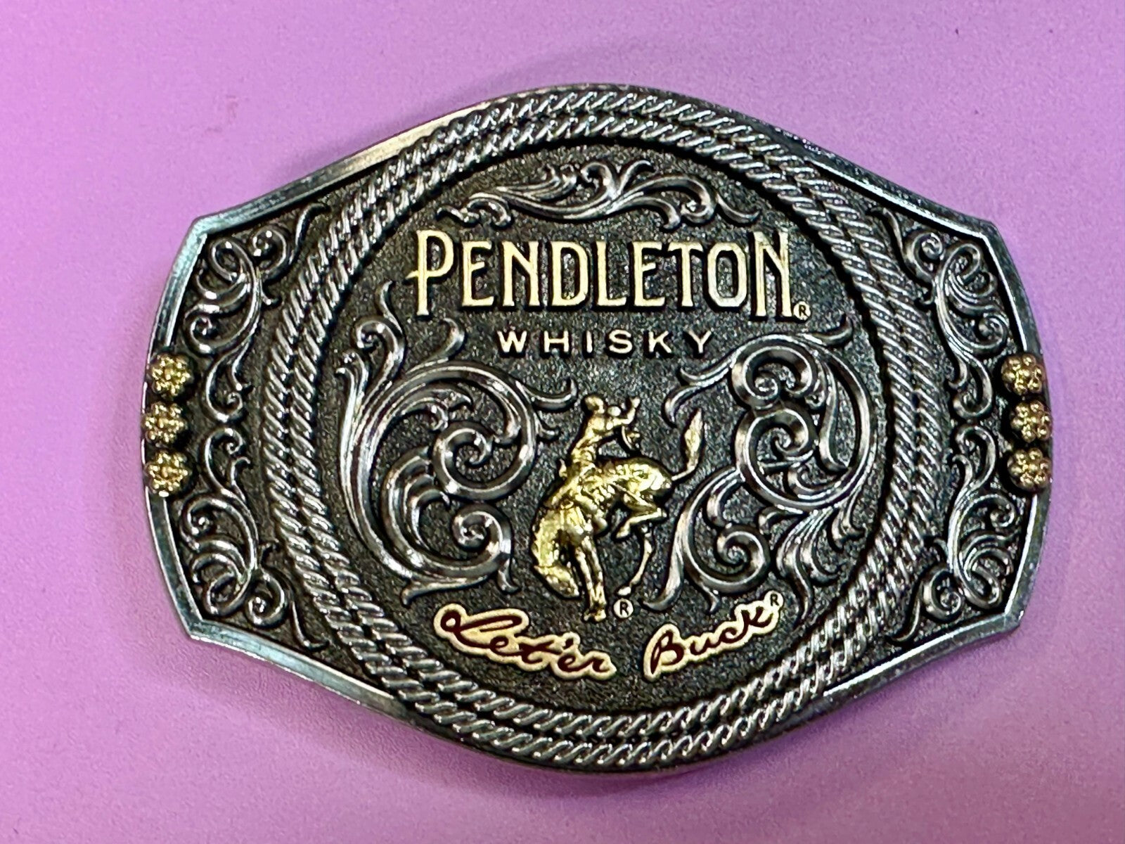 2021 Pendleton Whiskey Let'er Buck Rodeo Cowboy Montana Silversmiths Belt Buckle