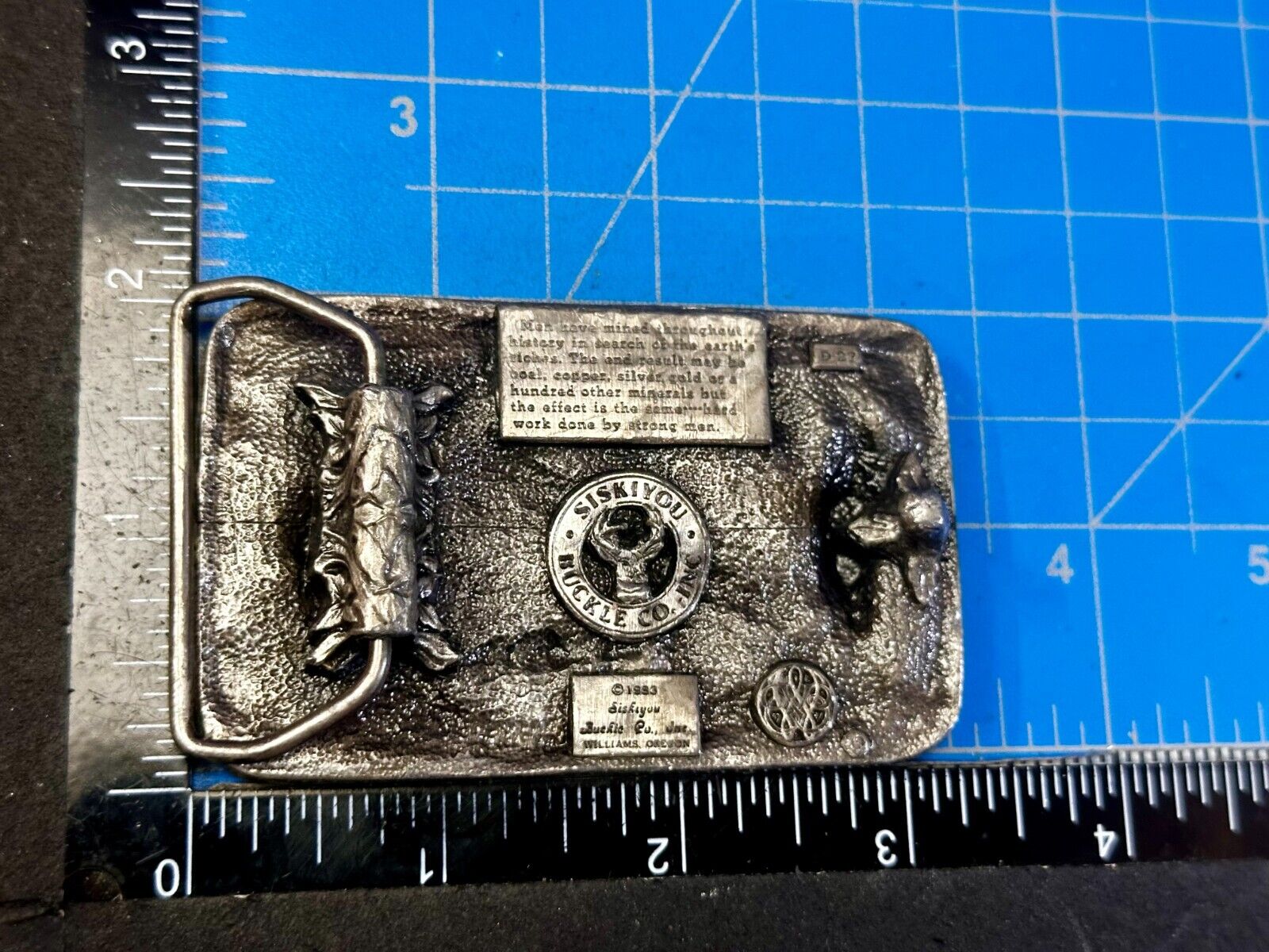 Underground Miners Processing Mill Historical Vintage 1983 Siskiyou Belt Buckle