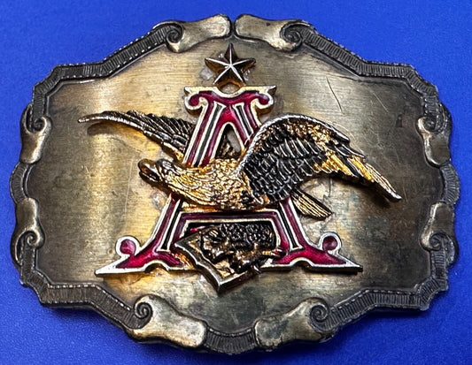 Anheuser-Busch Budweiser Beer Eagle Logo Vintage 1977 Raintree Belt Buckle