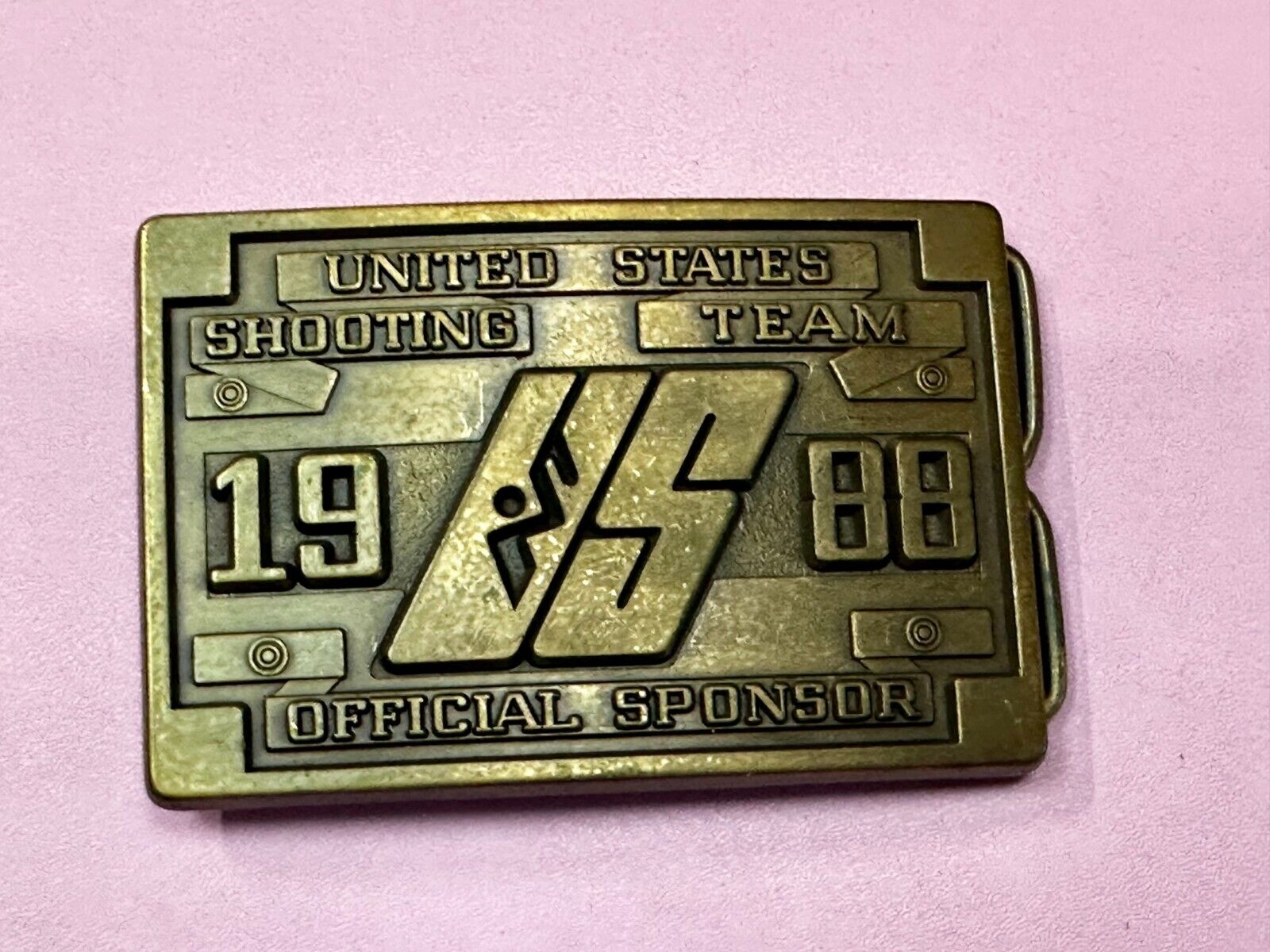 United States Shooting Team 1988 Official Sponsor Seoul Korea NOS Belt Buckle