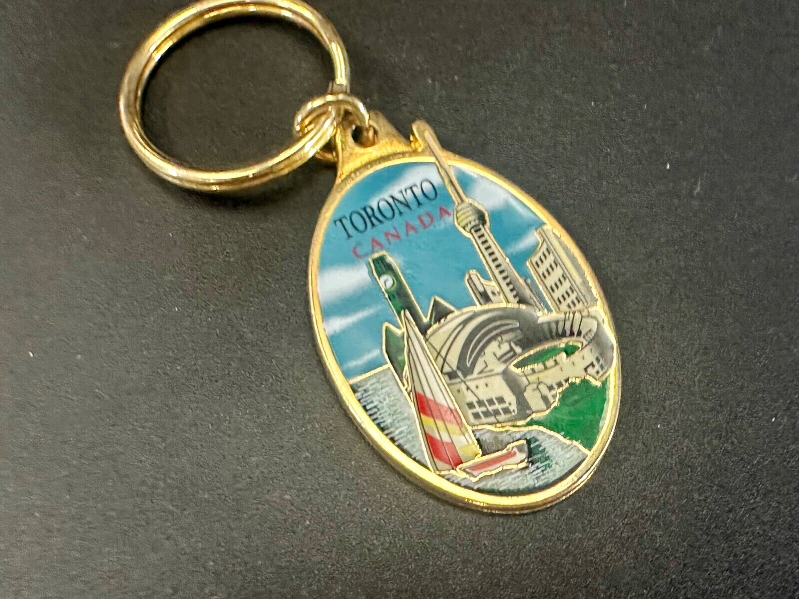 Toronto Canada gold tone CDF Souvenir Keychain - Key Ring Chain