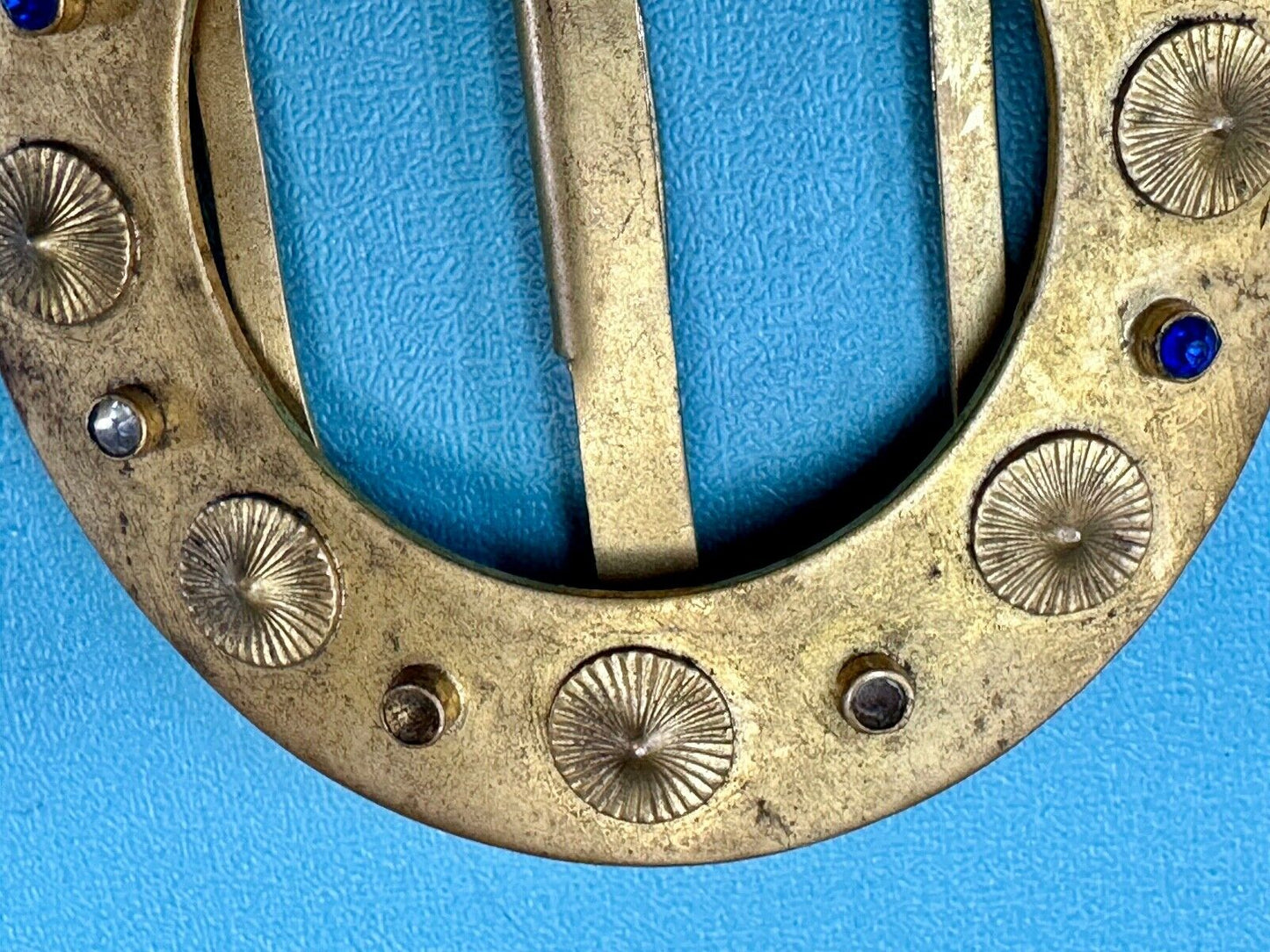 Turret & Bardach TB signed Antique round curved belt buckle slide sash