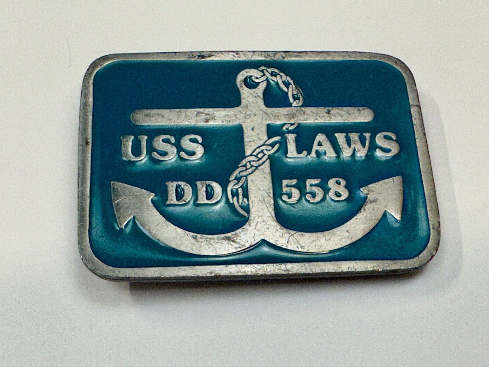 US Navy USS Laws DD-558 Destroyer Ship Boat Vintage Belt Buckle by CD Hit