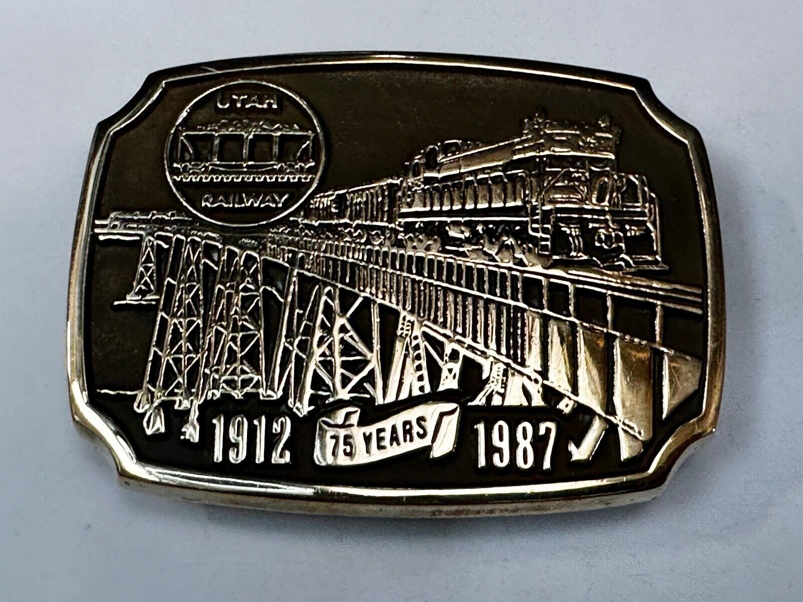 Utah Railway Train Rail Road 75 year Celebration 1897 Anacortes Belt Buckle