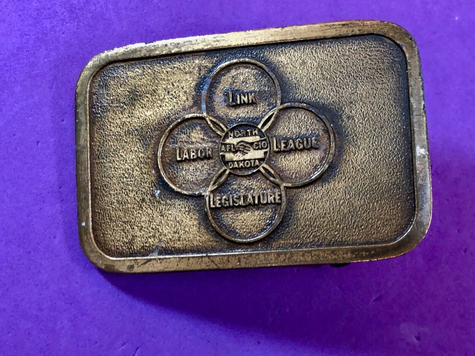 Vintage AFL-CIO North Dakota - Labor League  Legislature belt buckle 