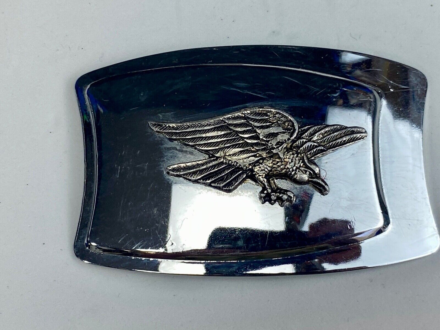 Vintage American Flying Hunting Eagle on black Mirrored belt buckle 